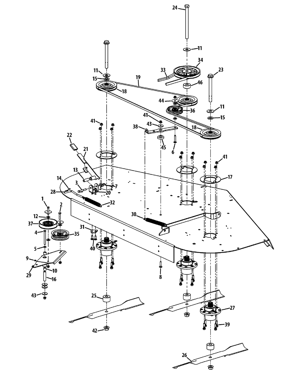 Spindle Assembly 72-Inch Diagram and Parts List for S7232-D 53BY8DU8750-312HP Cub Cadet Lawn Tractor